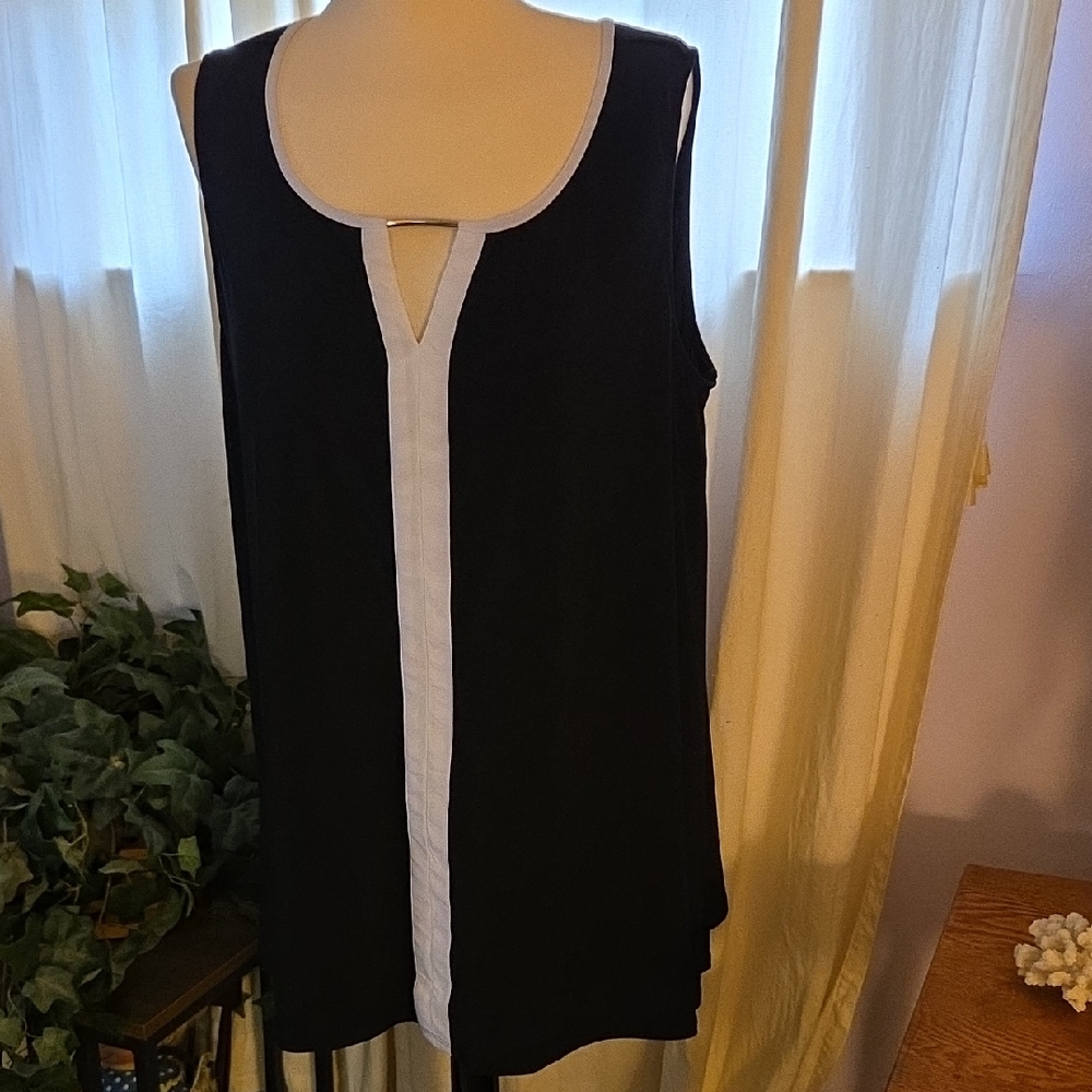 Avenue Black Tank Top with White Trim